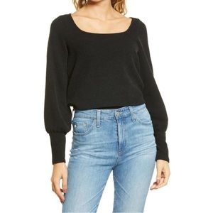 Madewell Ottoman Rib Square Neck Top in Black Size XS